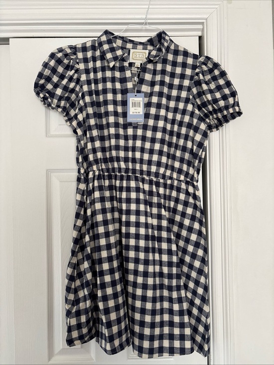 Sail to Sable Dresses & Skirts - Sail to Sable Navy and White Gingham Short Sleeve Dress